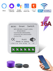 Tuya Wifi Smart Light Switch 16A 433Mhz Wireless Remote Control Relay Controller
