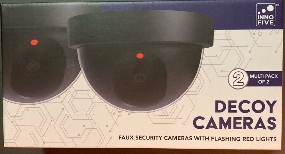 Wireless Decoy Security Dummy Surveillance Camera with Flashing LED- 2 Pack NIB
