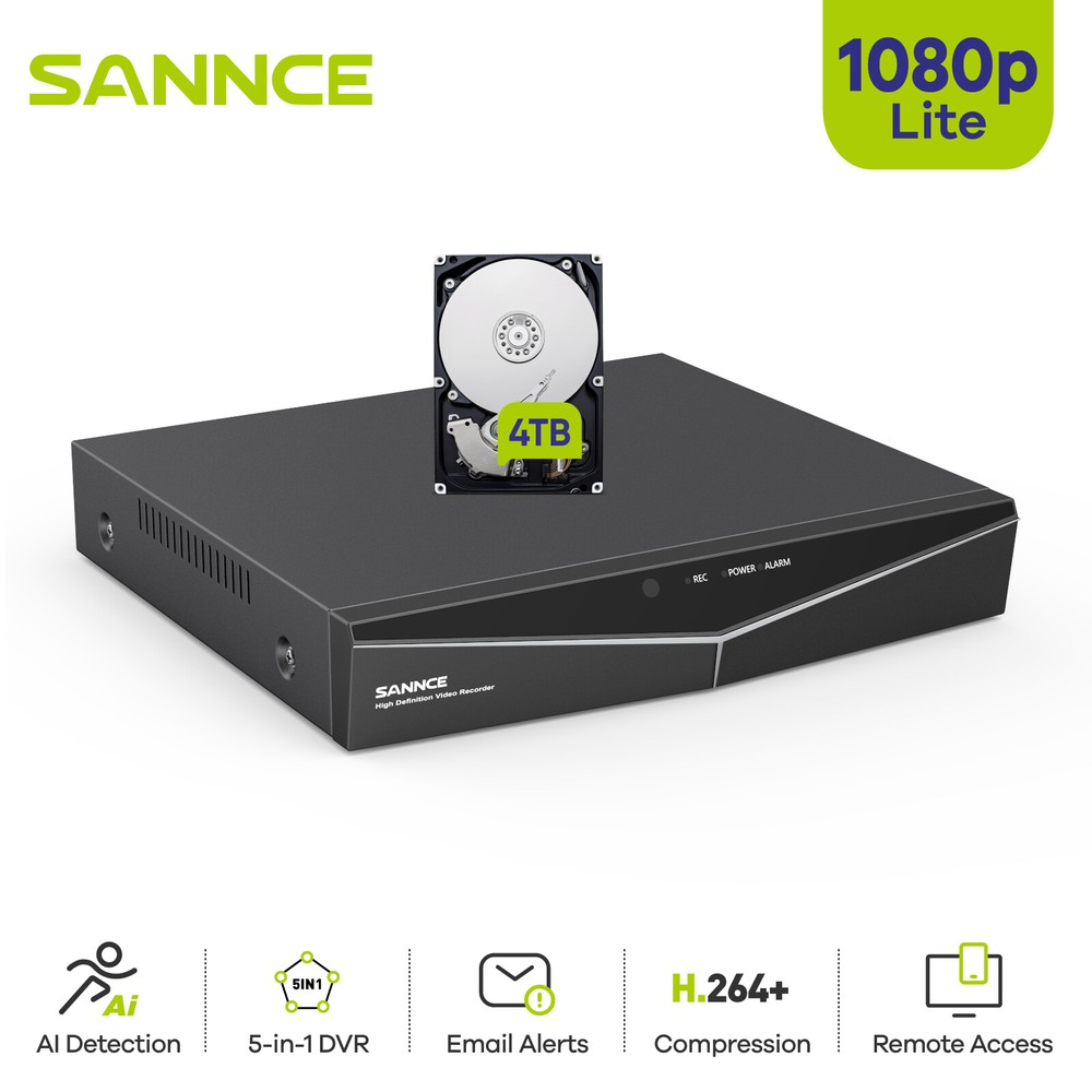 SANNCE 16CH 1080P Lite DVR Video Recorder Security System Human Motion Detection