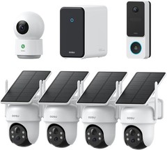 AOSU 3K Solar Security Camera System 4 Cam Kit + 2K Doorbell & Indoor Cam w/16TB