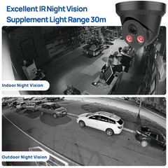VIKYLIN 8MP IR Night Vision Turret IP Camera 4K MIC WDR POE White/Black Optional