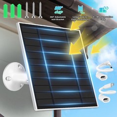Solar Battery Charger USB+Type-C Charging Solar Panel for Security Camera +Stand