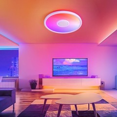 UprizeP RGB LED Ceiling Light, with Bluetooth Speaker, 24W 11.5 inch, White