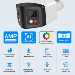 VIKYLIN Color+IR 180 degree POE Bullet 4MP IP CAMERA with audio Outdoor ONVIF US