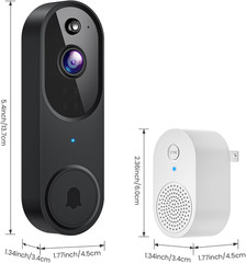 Wireless Wi-Fi Video Doorbell Camera with AI Motion Detection, 2 Way Audio, Nigh