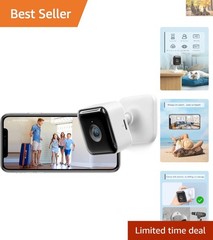 Compact Indoor Security Camera: 2K Video, Night Vision & Easy Setup – White Cube