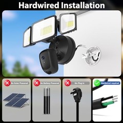 Onforu Hardwired Floodlight Camera Outdoor, 5500LM 2K HD Security Camera with Li
