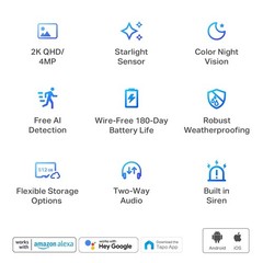 TP-Link Tapo 2K QHD Outdoor Wireless Camera Color Night Vision Alexa C420S2