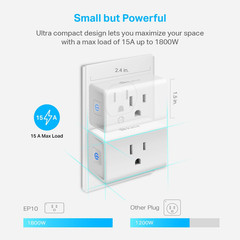 Kasa Smart Plug Ultra Mini 15A WiFi Outlet Alexa Google UL EP10 White