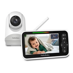 HelloBaby 5″ Video Baby Monitor with Remote Pan-Tilt-Zoon (HB6251) – White