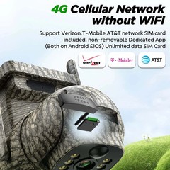 2.5K 4G Solar Powered Wireless Security Camera No WiFi Needed Night Vision Trail