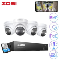 ZOSI 4K 8 Ports 16CH NVR 5MP CCTV Camera PoE Security System 2-Way Audio 2TB HDD