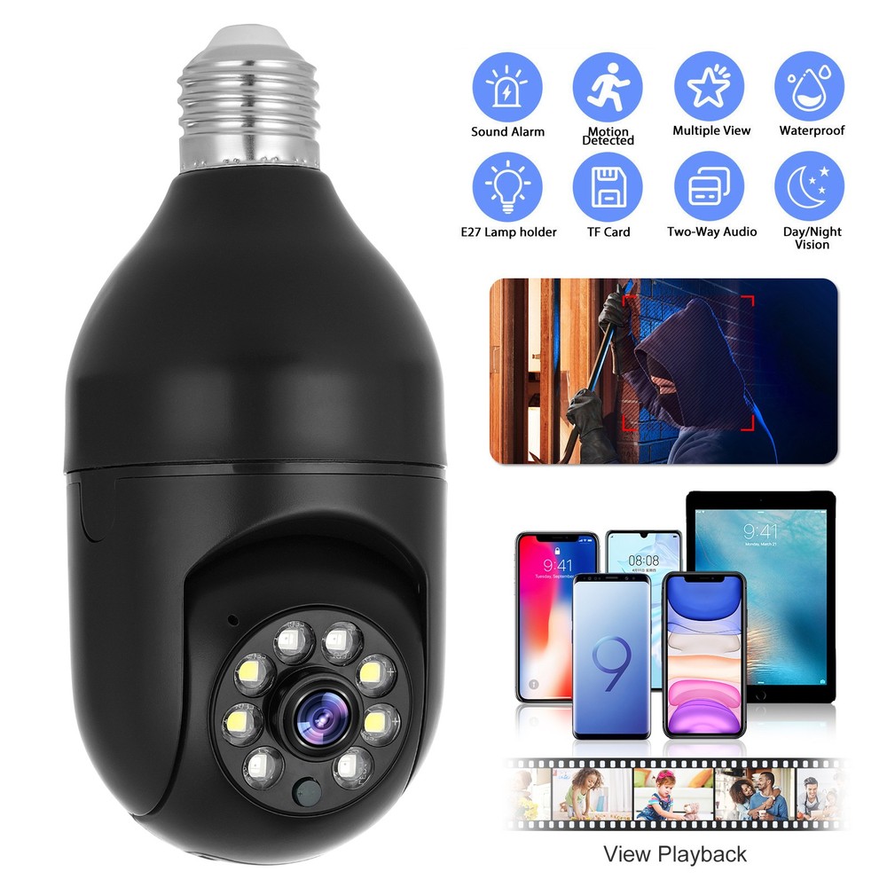360° Panoramic Wi-Fi IP Camera 1080P Wireless E27 Light Bulb HD Security Camera