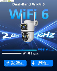 130° Wide View, AI Human Detection, 2.4/5.8Ghz Dual-Band Wifi, Solar Powered, Fr