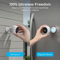 Geeni Perch 3MP Magnetic Battery Camera 2-Pack – 2K HD Outdoor, IP66