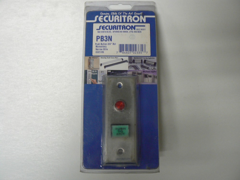 SECURITRON MAGNALOCK CORP. PB3N – PUSH BUTTON – 3/4″ RCT MOMENTARY NARROW STILE