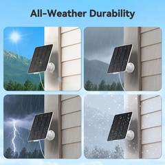 3W Solar Panel for Battery-Powered Security Cameras,USB-C & Micro USB Solar C…
