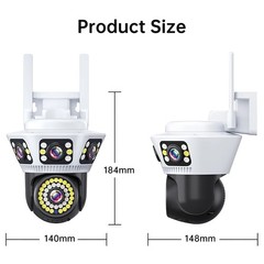 Triple Lens 3 Screen WiFi Security Camera Outdoor Two-Way Audio Night Vision PTZ