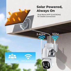 Solar Security Cameras Wireless Outdoor 360° View Battery Powered Camera PIR