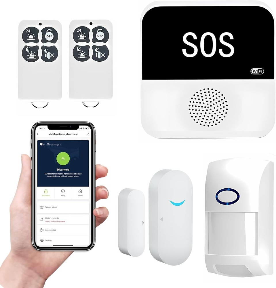 eMylo WiFi Smart Alarm Kit, Home Security Alarm System, 4 Pieces House, Apartmen
