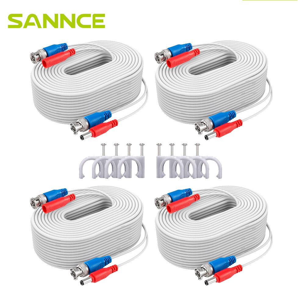 SANNCE 4x100ft Video Power Cable BNC RCA Connector Wire for CCTV Security Camera