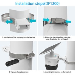 Pole Mount for eufy SoloCam S340 360°Adjustable Railing Bracket Clip Holder
