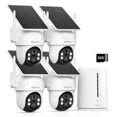 ARCCTV 4MP Solar Battery Security Camera System Home Wireless Wifi Pan/Tilt Cams