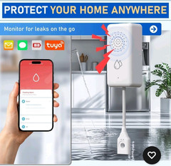 WiFi Water Leak Detector, Flood Water Sensor with Cable, 85dB Audio/App/SMS/E…
