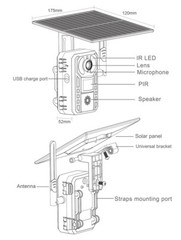 Solar Cellular Trail Camera 1440P 4G LTE Game Camera Hunting Camera 128G TF Card
