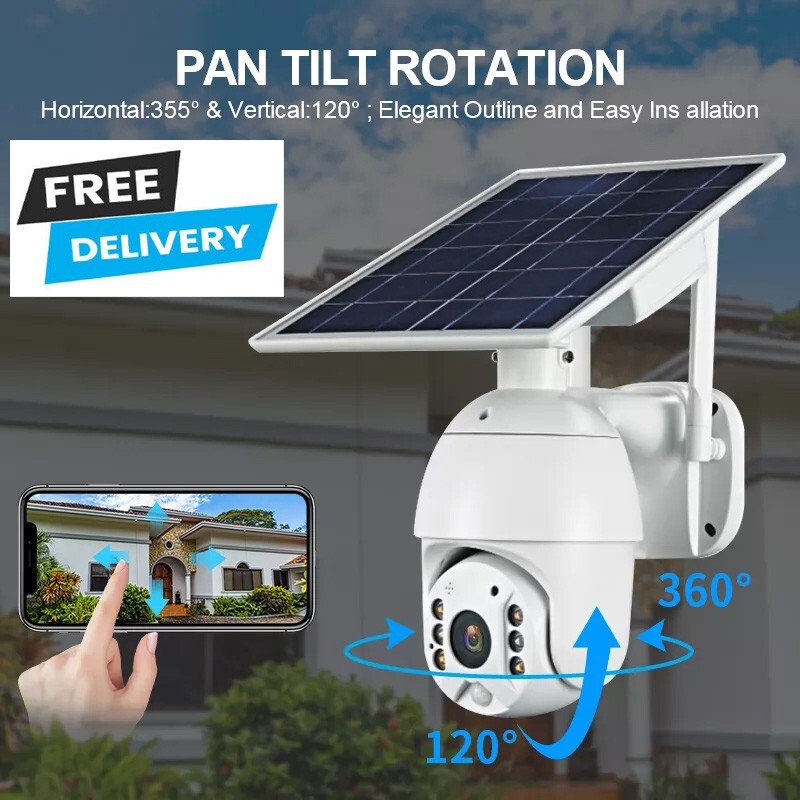 Solar Security Camera HD 1080P Wireless Wifi Outdoor WIFI PTZ With Audio
