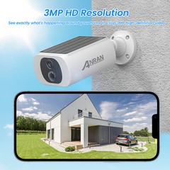 ANRAN Wireless Security Camera WiFi 3MP Solar Battery Audio Waterproof 2PACK