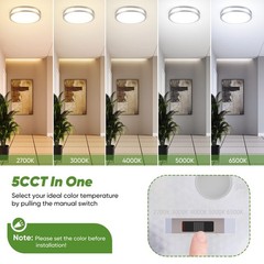 36W LED Ceiling Lights 3600lm Super Bright, 13 inch, Brushed Nickle-5CCT-2