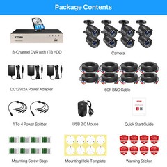 ZOSI 5MP Lite 8CH DVR 1080P Security Camera System with Hard Drive 1TB Outdoor