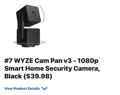 Wyze – Pan v3 Indoor/Outdoor Pan/Tilt/Zoom 1080p Security Camera – Black