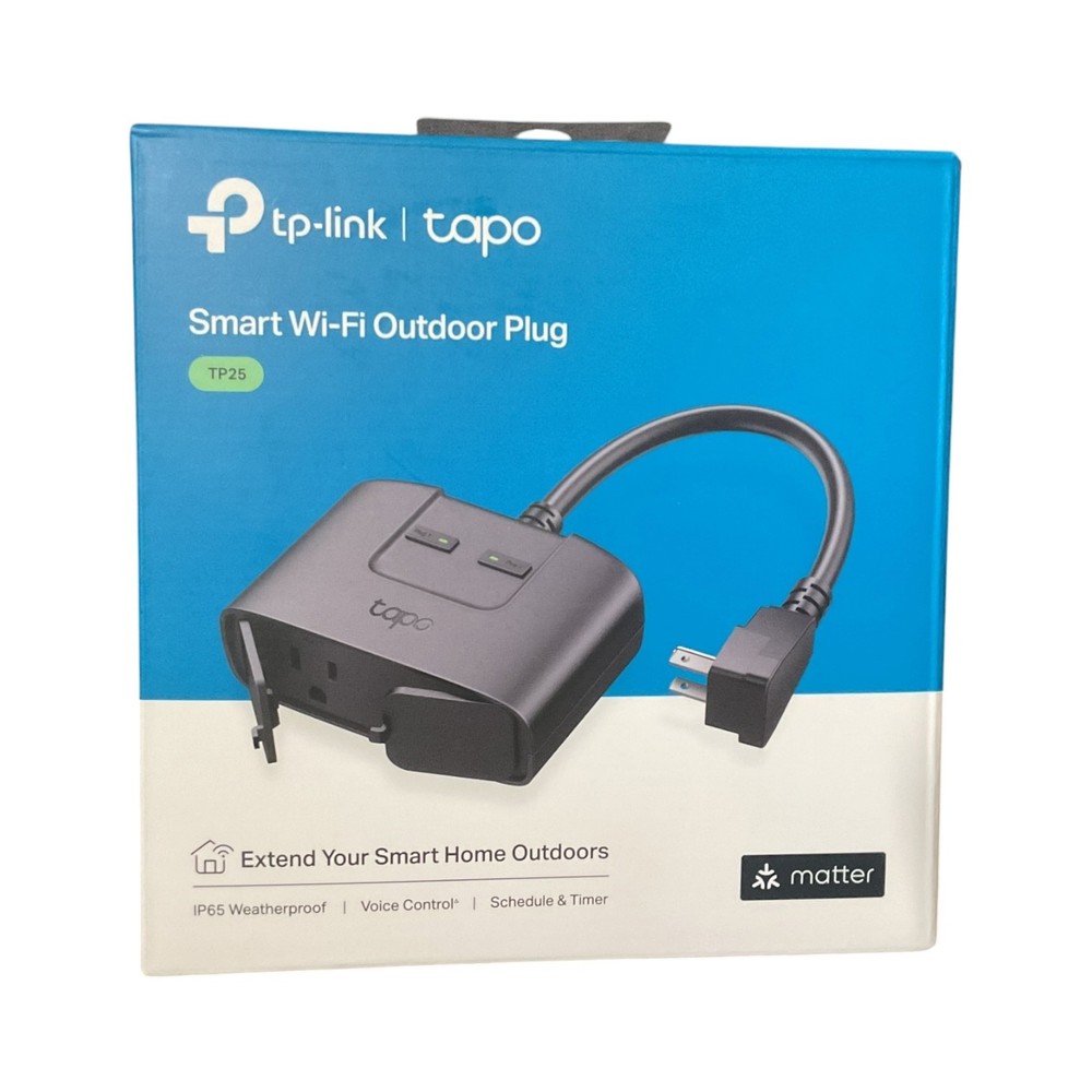 TP-Link Tapo Smart Wi-Fi Weatherproof Dual Outlet Outdoor Plug, Matter Certified