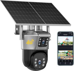 4G LTE Cellular Solar Security Camera Wireless Outdoor 2K No WiFi PTZ 360°