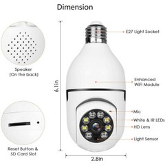 360° Panoramic WiFi IR IP E27 Light Bulb Camera 1080P HD Night Smart Home