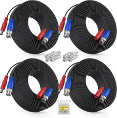 4 Pack 30M/100Ft All-In-One Video Power Cables, BNC Extension