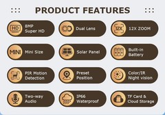12X ZOOM 8MP 4G Solar Camera Dual lens Camouflage Color Outdoor Hunting Camera