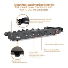 Tecmojo 1U Rack Mount 19 19 Outlets/12A/USB+Overloading Protection, Black