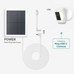 Ring Barrel Plug to USB-C Adapter for USB-C Cameras and Barrel Plug Solar Panels