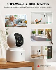 Battery Powered Indoor Camera Wireless, PTZ Pet Camera with 6000mAh Rechargea…