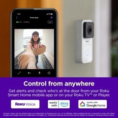 Roku Smart Home Wired Video Doorbell & Chime – 1080p HD Night Vision Ultrawide