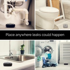 2 Pack Water Leak Detector 95 Db Flood Detection Alarm Sensor For Bathrooms Base