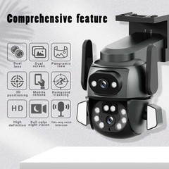 WIFI Outdoor 128GB Security Camera Dual Lens Motion Tracking PTZ CCTV Wide Angle