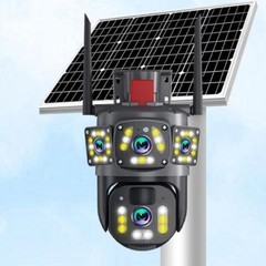 Dual Lens 4K WiFi Solar IP Camera Wireless Outdoor CCTV PTZ Home Security Cam US