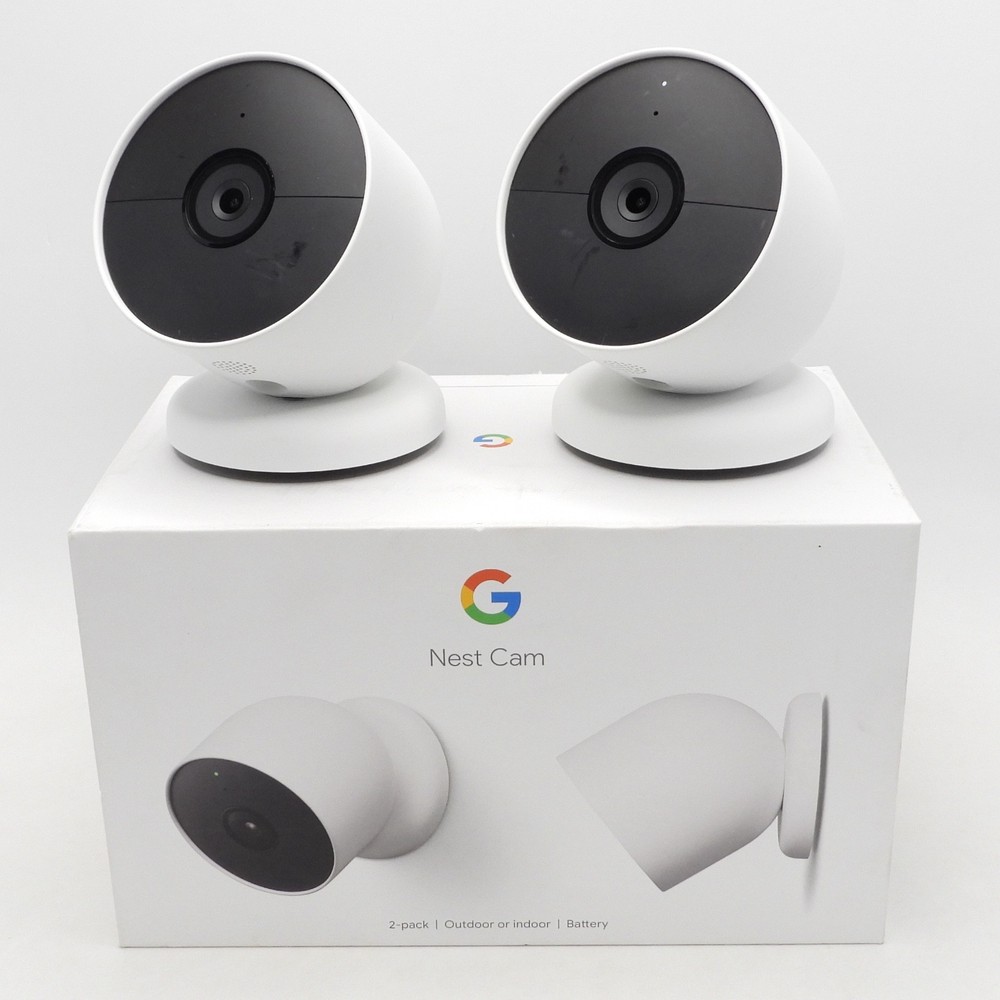Google Nest Security Indoor Outdoor Cameras G3AL9 (Snow) 2-Pack with box