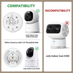 Adhesive Security Camera Mount for eufy Indoor Cam E30/C210/C220/E220, White