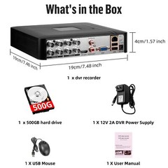 4/8 Channel H.265 1080P DVR with Hard Drive 500GB for Security Camera System USA