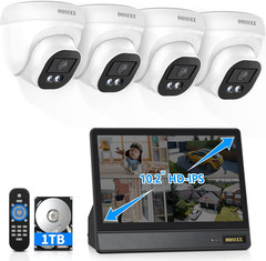 (2026 Update) 4K Poe Security Camera System with 10″ Monitor, 4 Wired Cameras Ou
